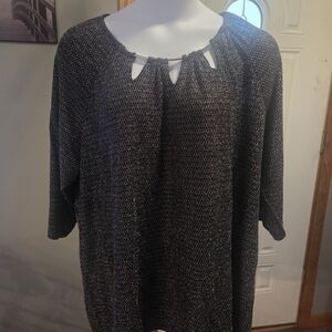 Catherines Black Metallic Women's Blouse